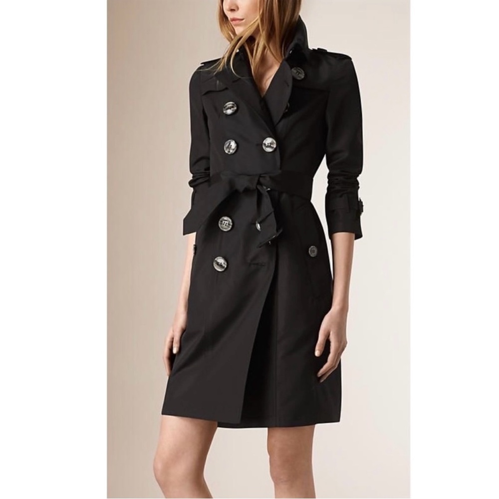 NWT Burberry Black Gabardine Trench Coat